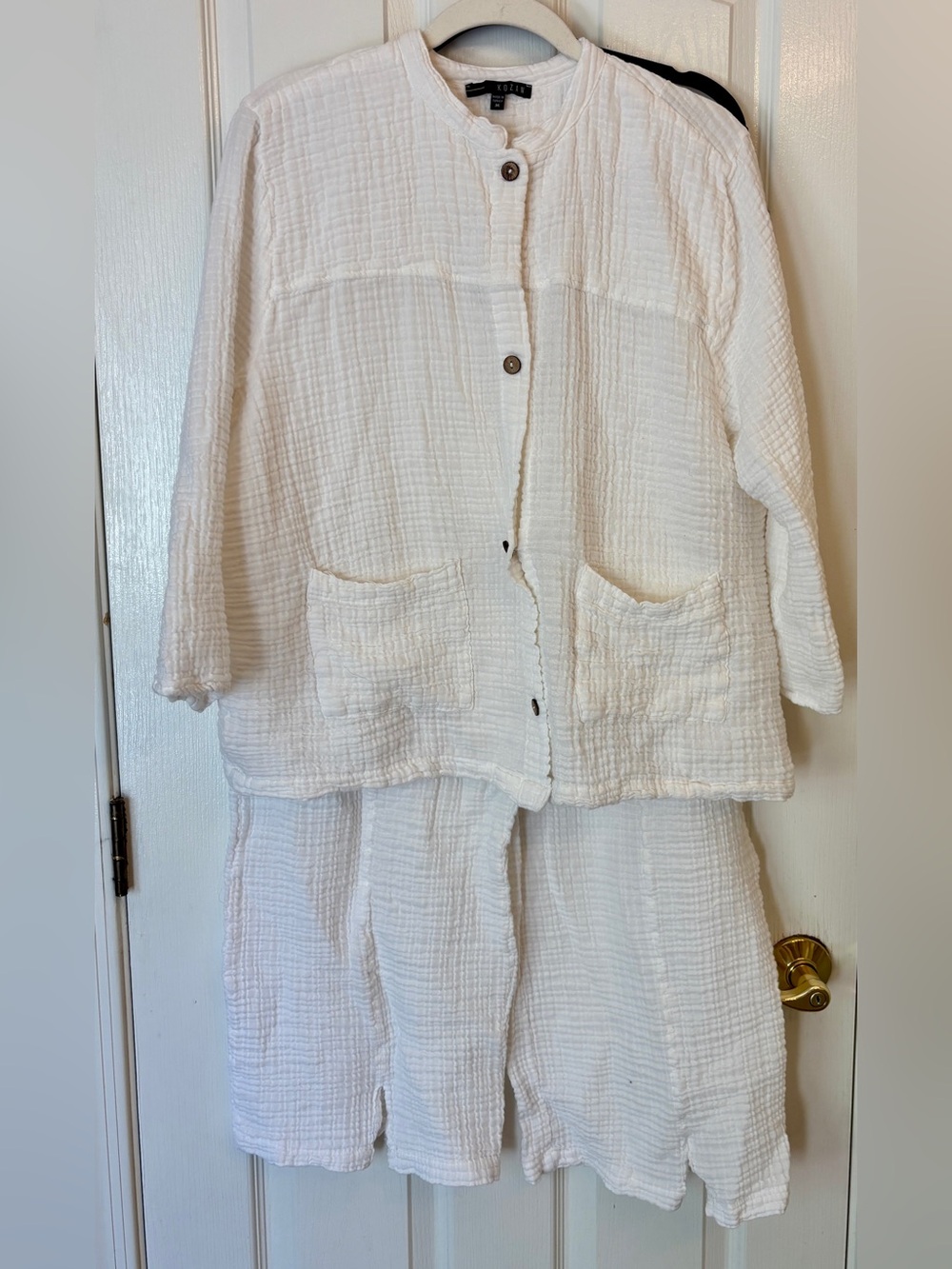 Kozan White Cotton Gauze Pant Set ~ Women’s Medium ~